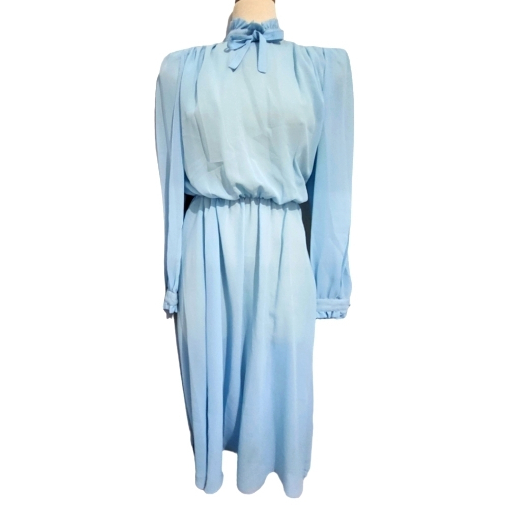 Junior Scene Vintage Semi-Sheer High Collar Long Sleeve Dress Size M